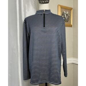 Stripe Halter Sweater Performance Women’s  1/4-Zip Blue And Gray Size XXL